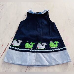 Frances Johnston For Simi Whale Print Dress in Blue Size 18M